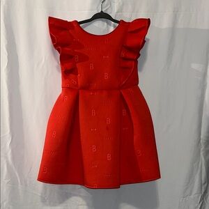 Bakers Red Ruffled A-Line Dress for Wedding Guest